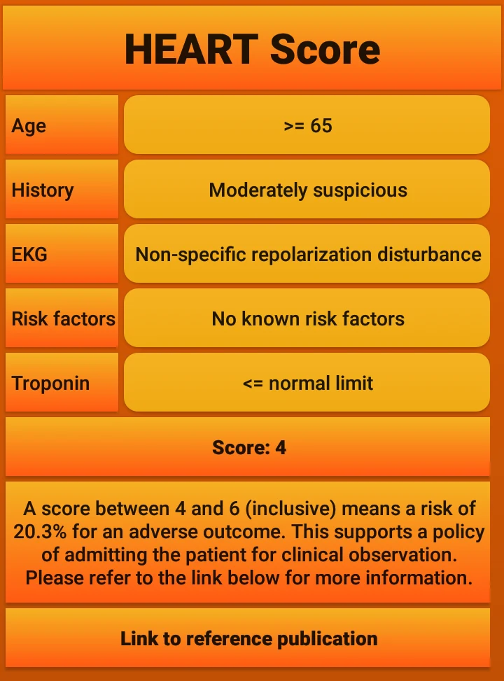 HEART Score screenshot